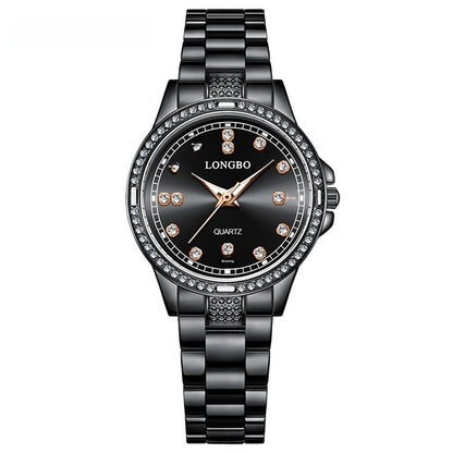 Unisex Quartz Watch With Stainless Steel Strap And Single Folding Buckle, Featuring Tempered Glass Mirror And Pointer Display