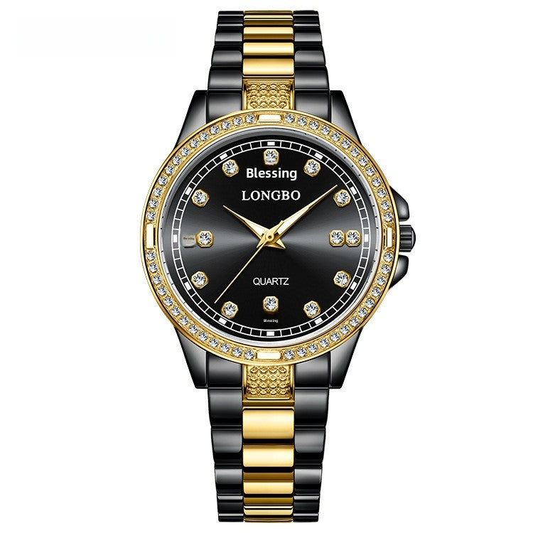 Unisex Quartz Watch With Stainless Steel Strap And Single Folding Buckle, Featuring Tempered Glass Mirror And Pointer Display