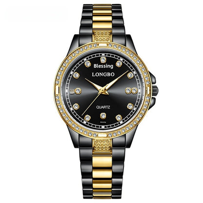 Unisex Quartz Watch With Stainless Steel Strap And Single Folding Buckle, Featuring Tempered Glass Mirror And Pointer Display