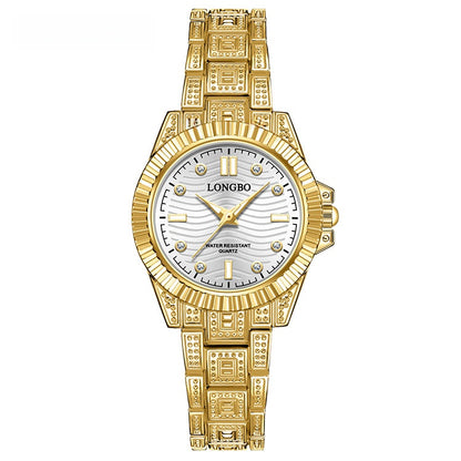 Unisex Quartz Watch With Stainless Steel Strap And Single Folding Buckle, Featuring Tempered Glass Mirror And Pointer Display