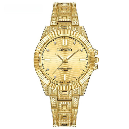 Unisex Quartz Watch With Stainless Steel Strap And Single Folding Buckle, Featuring Tempered Glass Mirror And Pointer Display