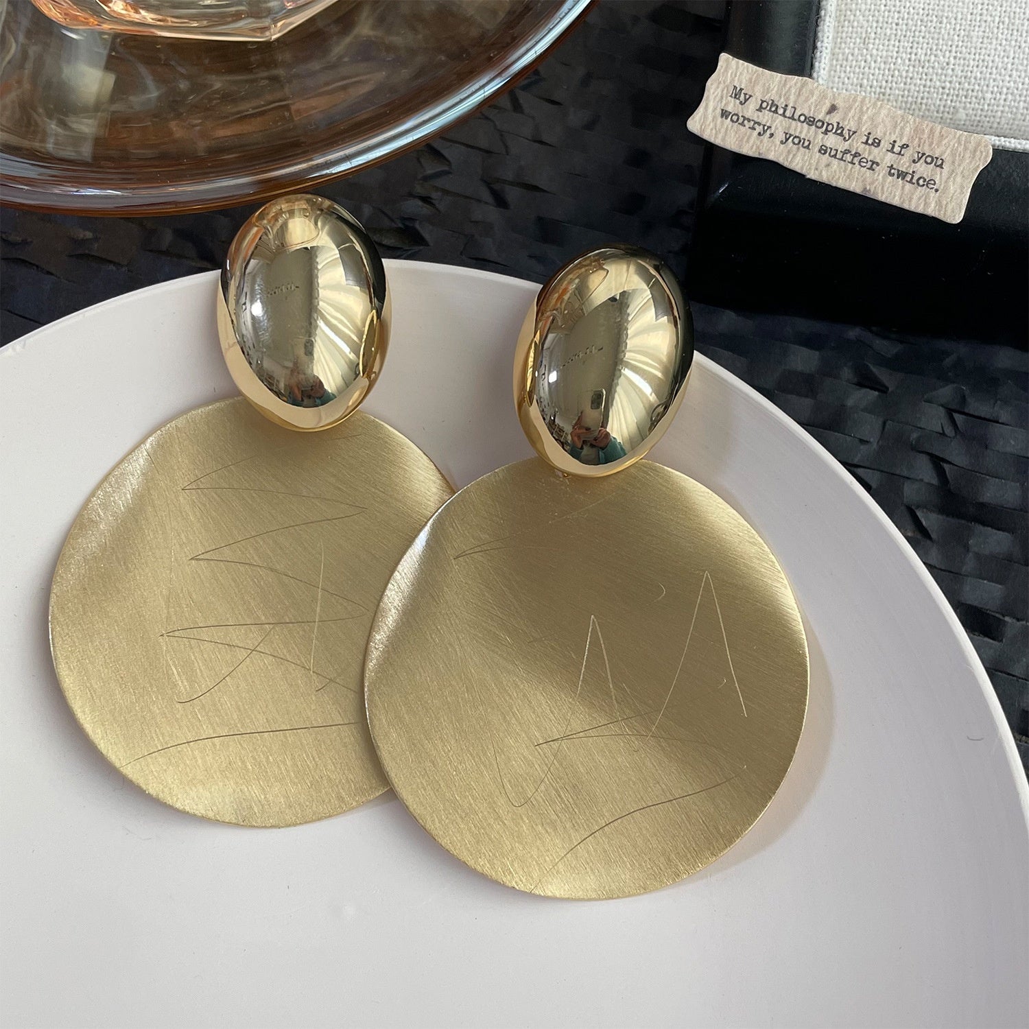 Exaggerated Round Stud Earrings For Women In Electroplated Alloy Featuring A Stylish Design