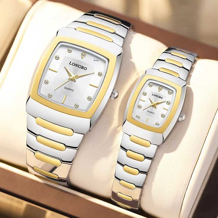 Men's Quartz Watch With Alloy Strap And Single Folding Buckle, Featuring Tempered Glass Mirror And Pointer Display