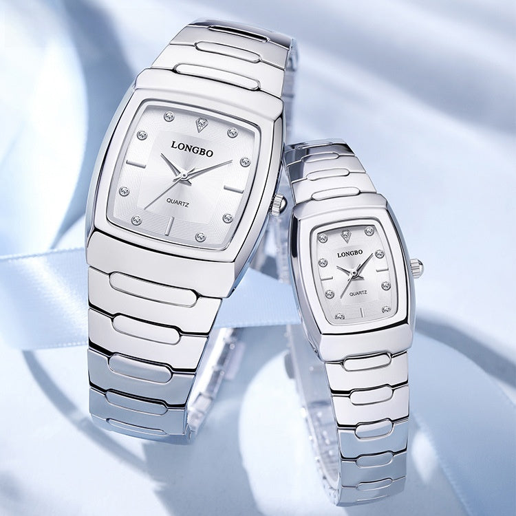Men's Quartz Watch With Alloy Strap And Single Folding Buckle, Featuring Tempered Glass Mirror And Pointer Display