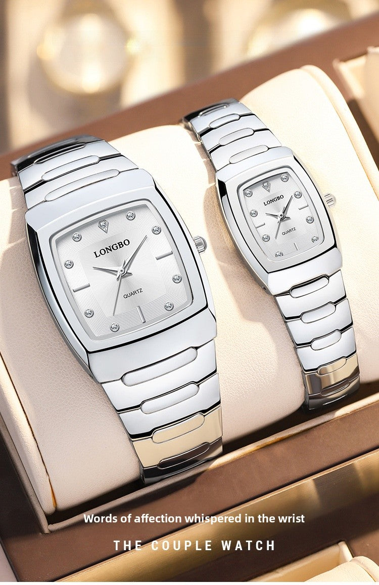Men's Quartz Watch With Alloy Strap And Single Folding Buckle, Featuring Tempered Glass Mirror And Pointer Display