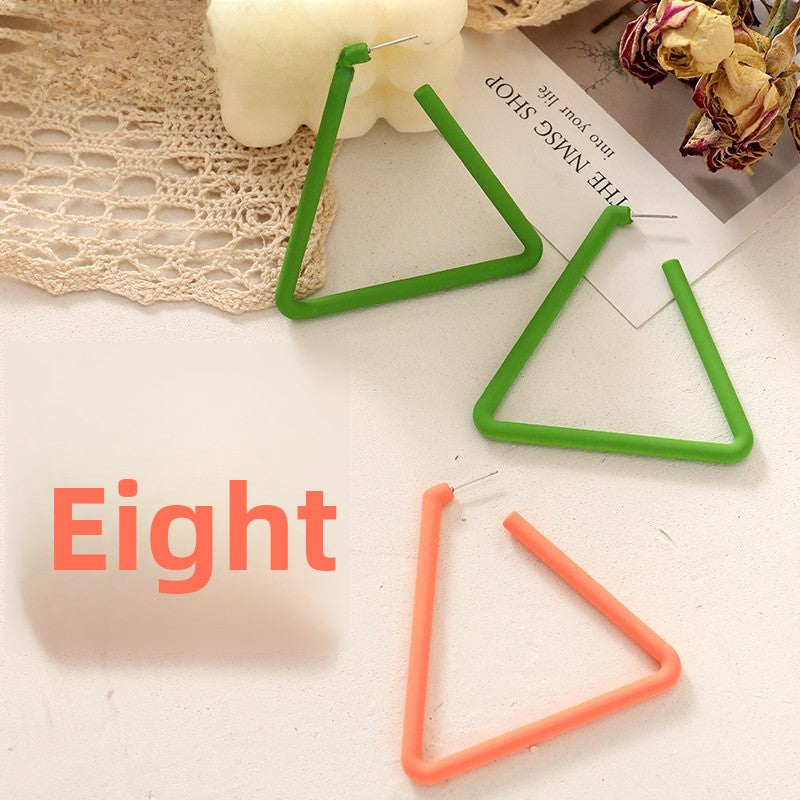 Exaggerated Geometric Large Earrings For Women In Yellow And Green Acrylic With Stoving Varnish Finish