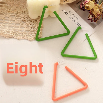 Exaggerated Geometric Large Earrings For Women In Yellow And Green Acrylic With Stoving Varnish Finish