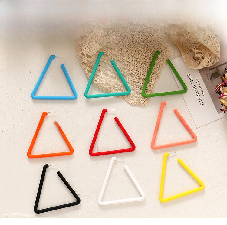 Exaggerated Geometric Large Earrings For Women In Yellow And Green Acrylic With Stoving Varnish Finish