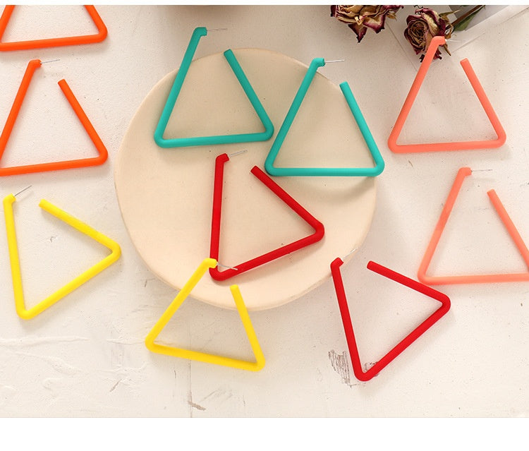 Exaggerated Geometric Large Earrings For Women In Yellow And Green Acrylic With Stoving Varnish Finish