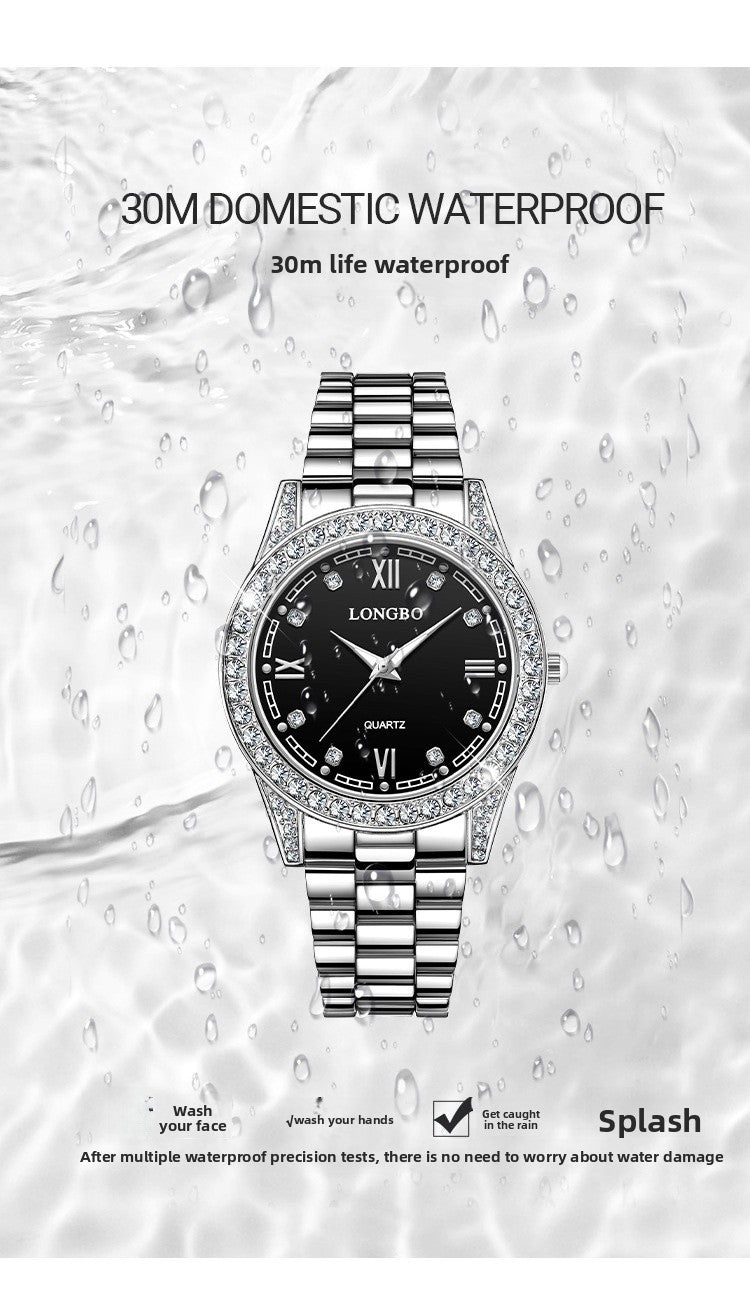 Quartz Watch Unisex With Stainless Steel Strap, Single Folding Buckle, Tempered Glass, Pointer Display, Round Dial