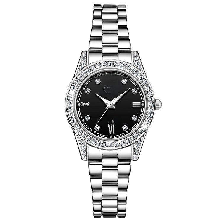 Quartz Watch Unisex With Stainless Steel Strap, Single Folding Buckle, Tempered Glass, Pointer Display, Round Dial