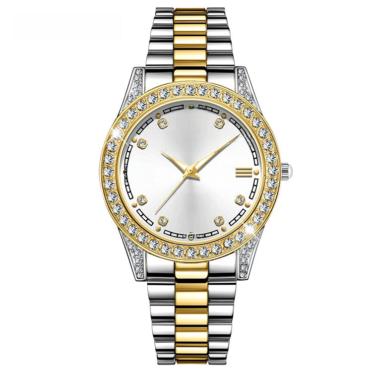 Quartz Watch Unisex With Stainless Steel Strap, Single Folding Buckle, Tempered Glass, Pointer Display, Round Dial