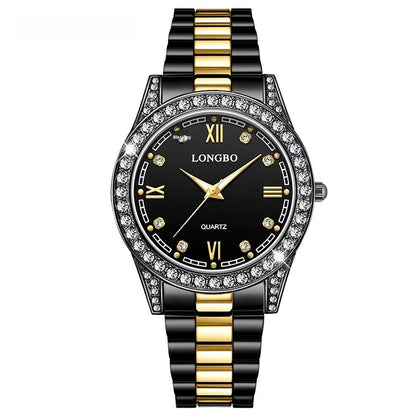 Quartz Watch Unisex With Stainless Steel Strap, Single Folding Buckle, Tempered Glass, Pointer Display, Round Dial