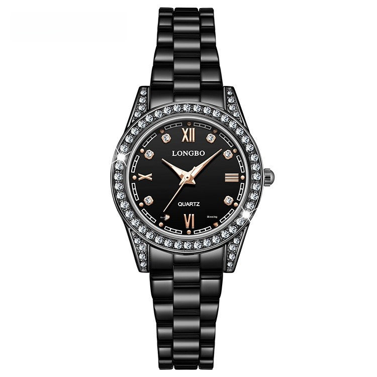 Quartz Watch Unisex With Stainless Steel Strap, Single Folding Buckle, Tempered Glass, Pointer Display, Round Dial
