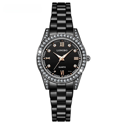 Quartz Watch Unisex With Stainless Steel Strap, Single Folding Buckle, Tempered Glass, Pointer Display, Round Dial