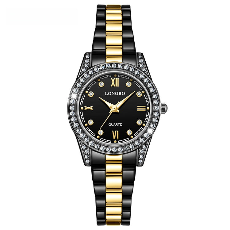 Quartz Watch Unisex With Stainless Steel Strap, Single Folding Buckle, Tempered Glass, Pointer Display, Round Dial
