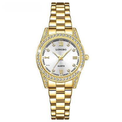 Quartz Watch Unisex With Stainless Steel Strap, Single Folding Buckle, Tempered Glass, Pointer Display, Round Dial