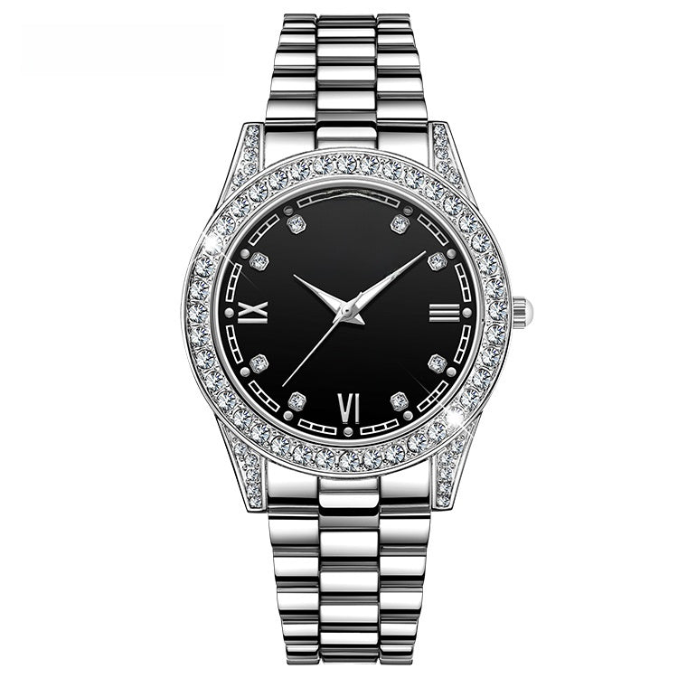 Quartz Watch Unisex With Stainless Steel Strap, Single Folding Buckle, Tempered Glass, Pointer Display, Round Dial