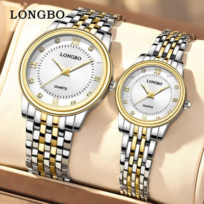 Men's Quartz Watch With Stainless Steel Strap, Tempered Glass Mirror, Pointer Display, And Single Folding Buckle