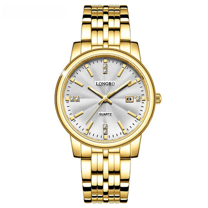 Unisex Quartz Watch With Stainless Steel Strap And Single Folding Buckle, Featuring Tempered Glass Mirror And Pointer Display