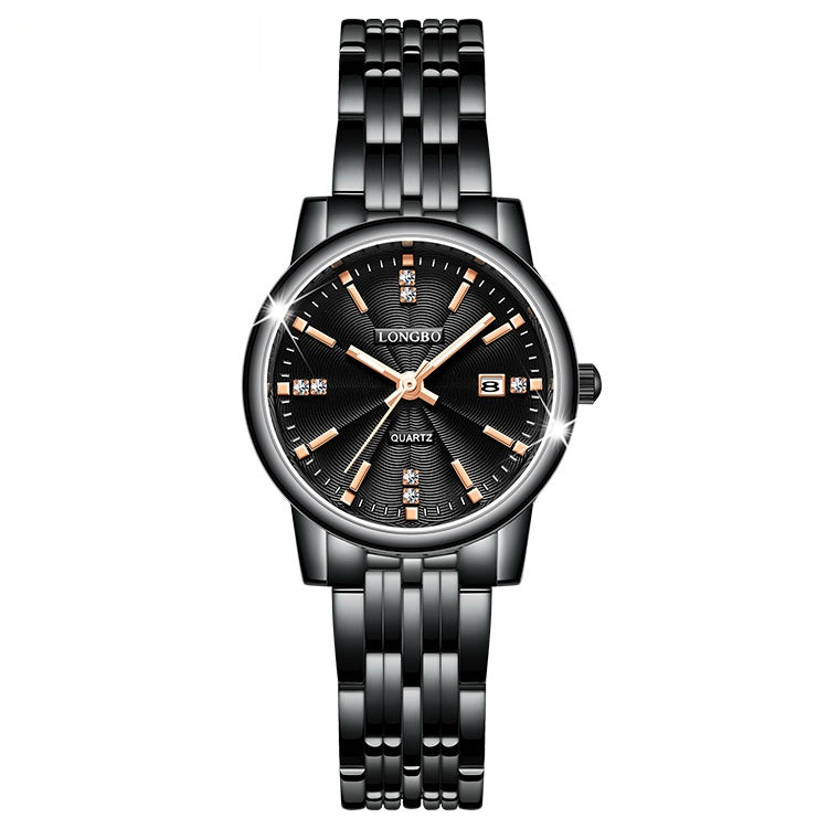 Unisex Quartz Watch With Stainless Steel Strap And Single Folding Buckle, Featuring Tempered Glass Mirror And Pointer Display