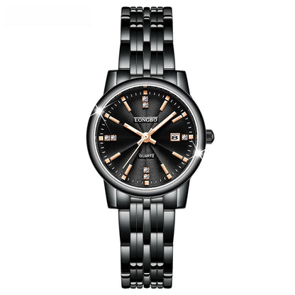 Unisex Quartz Watch With Stainless Steel Strap And Single Folding Buckle, Featuring Tempered Glass Mirror And Pointer Display