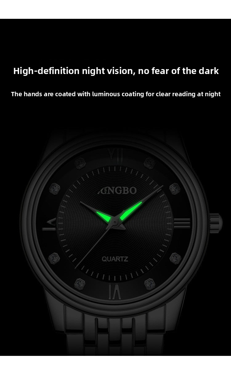 Men's Quartz Watch With Stainless Steel Strap, Tempered Glass Mirror, Pointer Display, And Single Folding Buckle