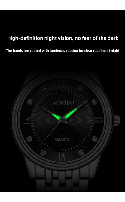 Men's Quartz Watch With Stainless Steel Strap, Tempered Glass Mirror, Pointer Display, And Single Folding Buckle