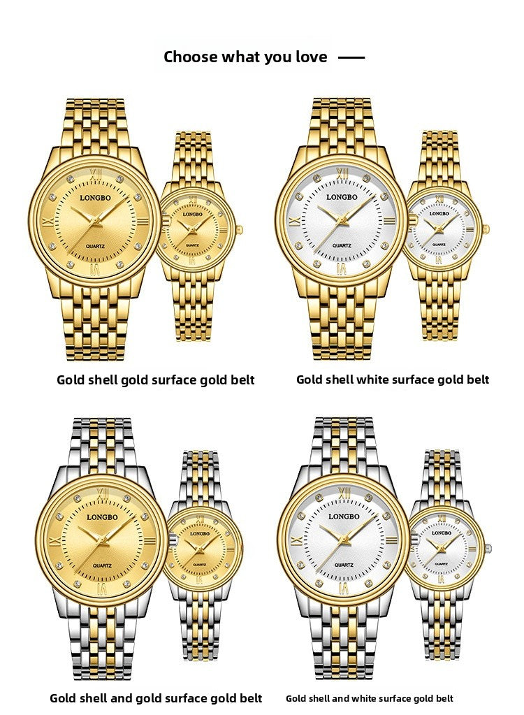 Men's Quartz Watch With Stainless Steel Strap, Tempered Glass Mirror, Pointer Display, And Single Folding Buckle