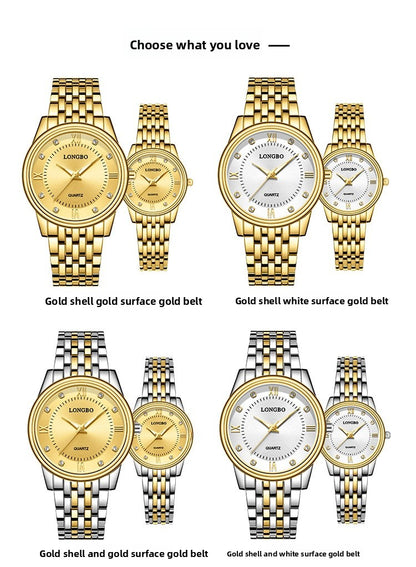Men's Quartz Watch With Stainless Steel Strap, Tempered Glass Mirror, Pointer Display, And Single Folding Buckle