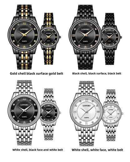 Men's Quartz Watch With Stainless Steel Strap, Tempered Glass Mirror, Pointer Display, And Single Folding Buckle