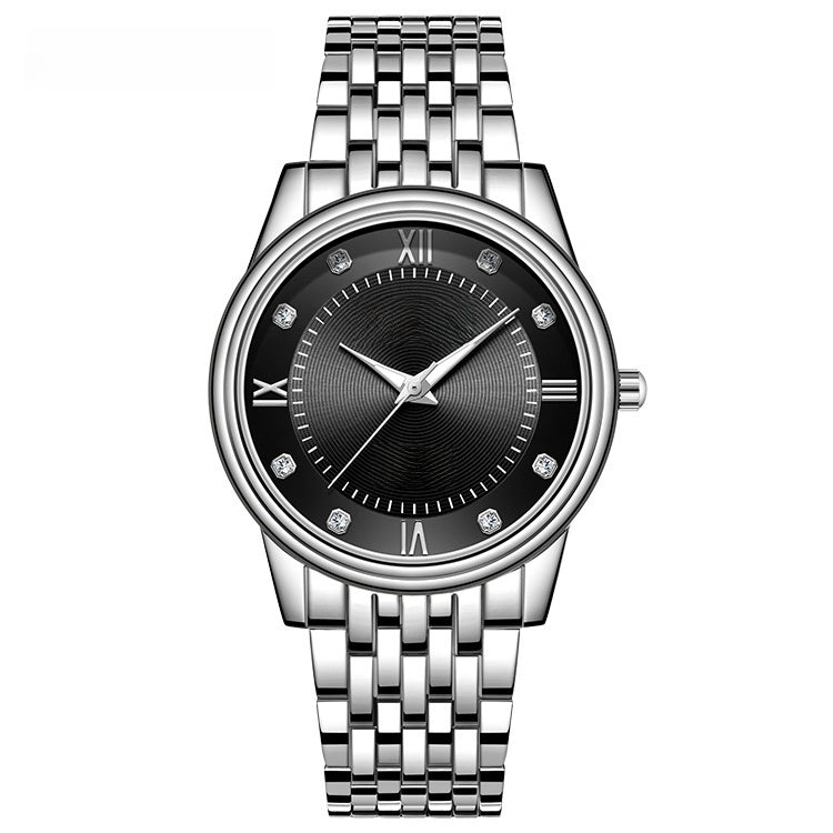 Men's Quartz Watch With Stainless Steel Strap, Tempered Glass Mirror, Pointer Display, And Single Folding Buckle
