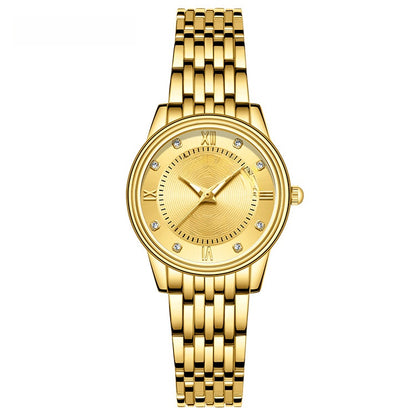 Men's Quartz Watch With Stainless Steel Strap, Tempered Glass Mirror, Pointer Display, And Single Folding Buckle