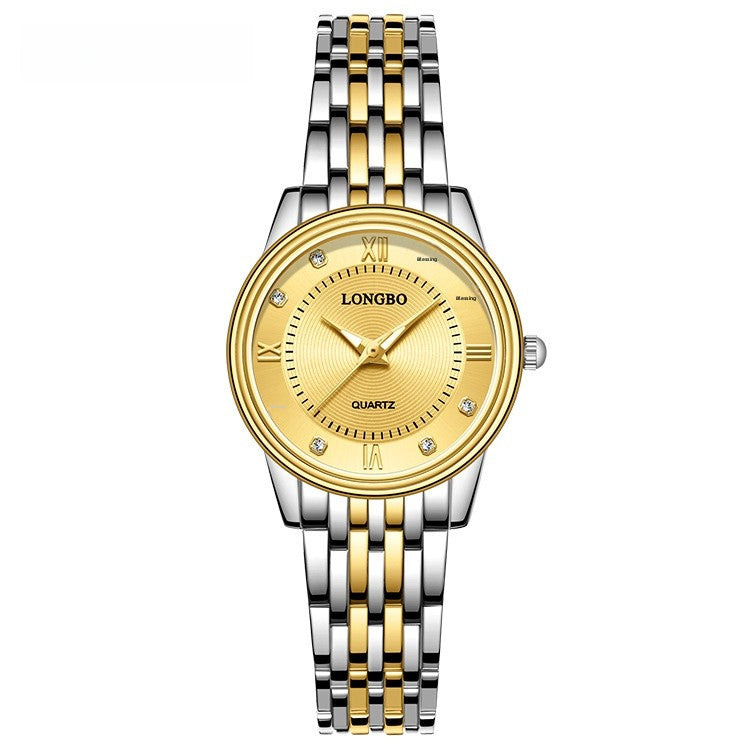 Men's Quartz Watch With Stainless Steel Strap, Tempered Glass Mirror, Pointer Display, And Single Folding Buckle