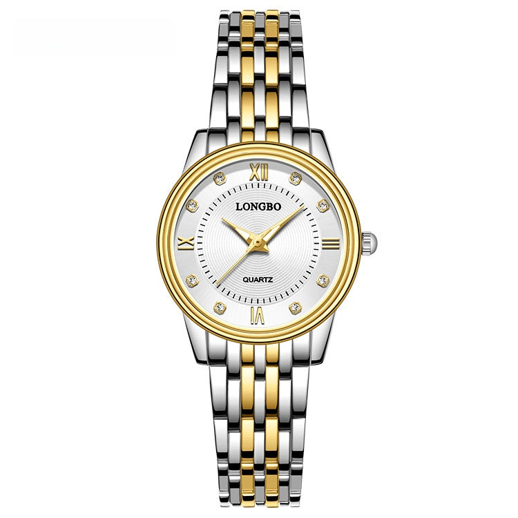 Men's Quartz Watch With Stainless Steel Strap, Tempered Glass Mirror, Pointer Display, And Single Folding Buckle