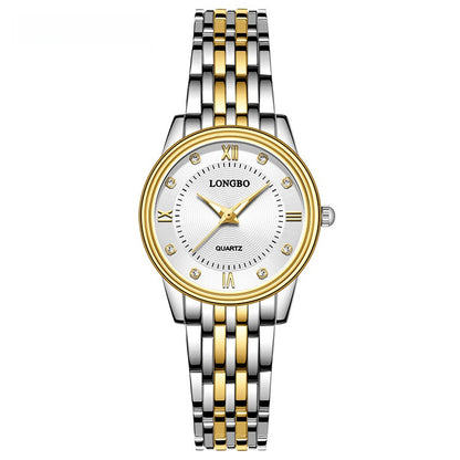 Men's Quartz Watch With Stainless Steel Strap, Tempered Glass Mirror, Pointer Display, And Single Folding Buckle