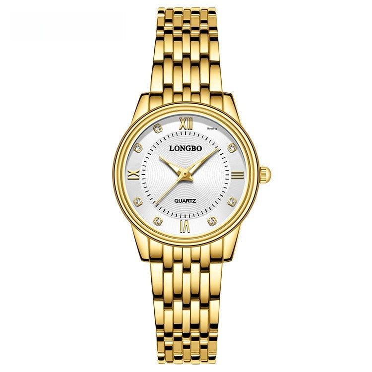 Men's Quartz Watch With Stainless Steel Strap, Tempered Glass Mirror, Pointer Display, And Single Folding Buckle