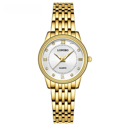 Men's Quartz Watch With Stainless Steel Strap, Tempered Glass Mirror, Pointer Display, And Single Folding Buckle
