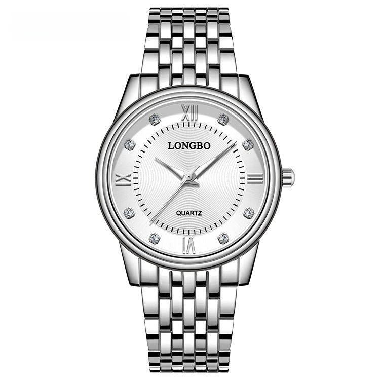 Men's Quartz Watch With Stainless Steel Strap, Tempered Glass Mirror, Pointer Display, And Single Folding Buckle