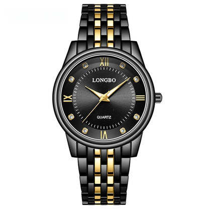 Men's Quartz Watch With Stainless Steel Strap, Tempered Glass Mirror, Pointer Display, And Single Folding Buckle