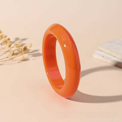 Asymmetrical Resin Bangle For UFO Lovers In Black Color