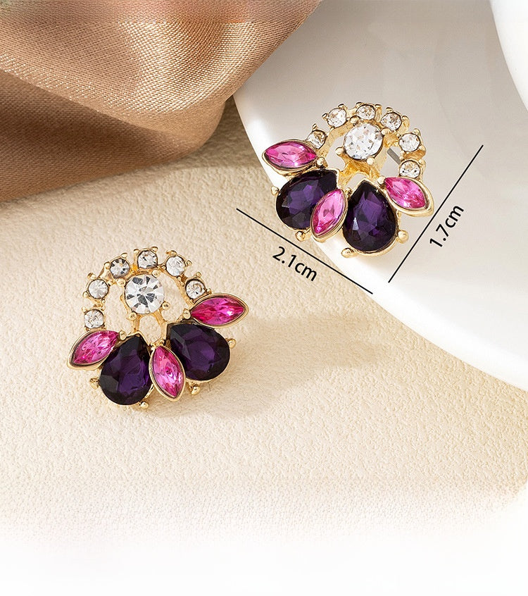 Sweet Water Droplets Stud Earrings For Women Featuring Electroplated Zinc Alloy In Multicolor
