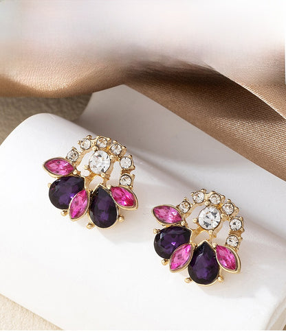 Sweet Water Droplets Stud Earrings For Women Featuring Electroplated Zinc Alloy In Multicolor