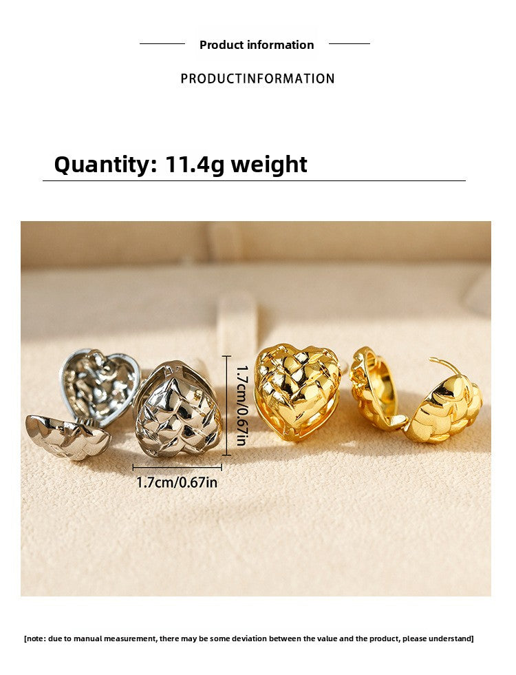 Heart Shape Hoop Earrings For Women In Golden Alloy Featuring Electroplated Finish
