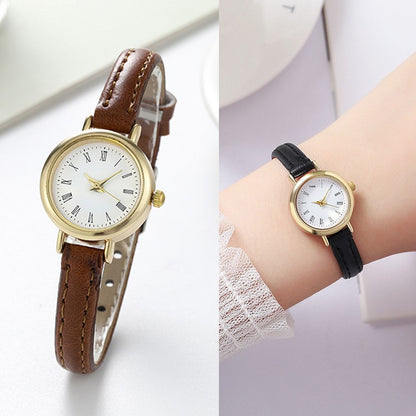 Women’s Quartz Watch With Imitation Leather Strap And Buckle, Featuring Ordinary Glass Mirror And Pointer Display