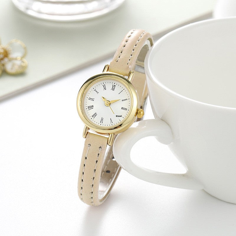 Women’s Quartz Watch With Imitation Leather Strap And Buckle, Featuring Ordinary Glass Mirror And Pointer Display