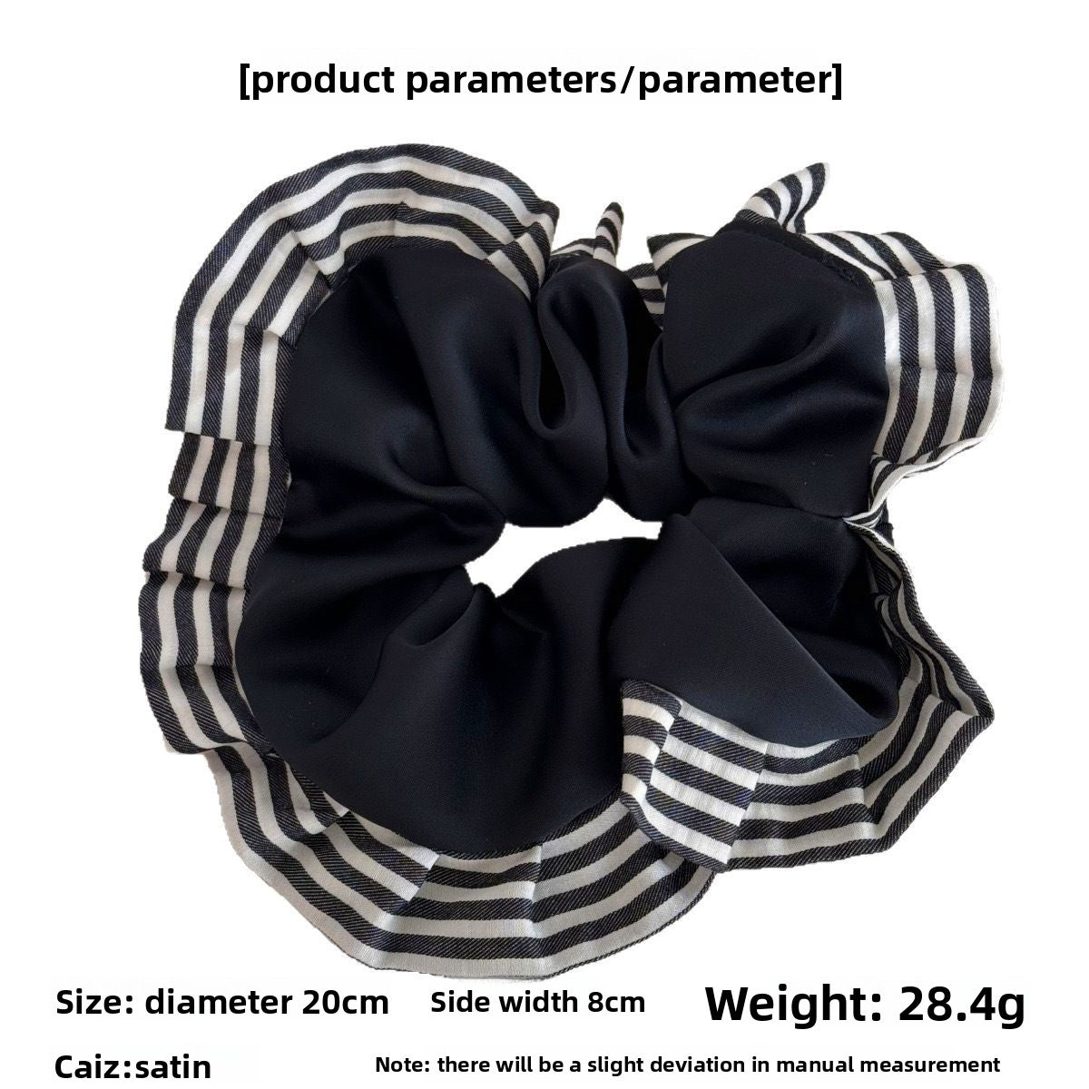 Sweet Satin Stripe Hair Tie For Women With Pink Ruffle Scrunchie Design