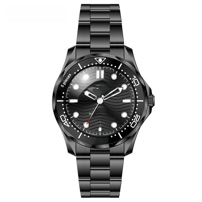 Men's Quartz Watch With Stainless Steel Strap, Tempered Glass Mirror, Pointer Display, And Single Folding Buckle