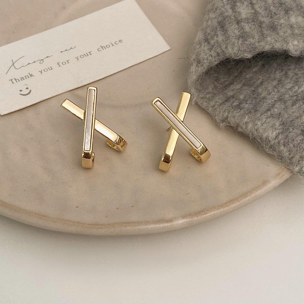 For Witches Knot Jewelry Stud Earrings In White Featuring Cross Pattern