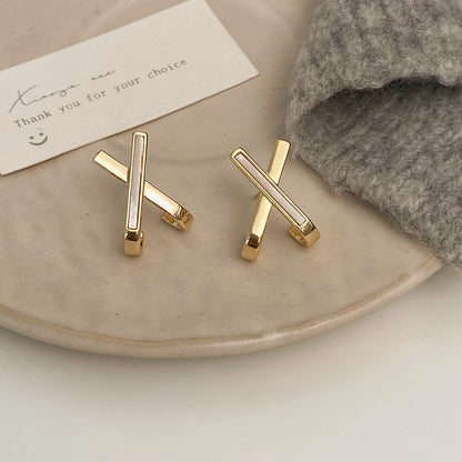 For Witches Knot Jewelry Stud Earrings In White Featuring Cross Pattern